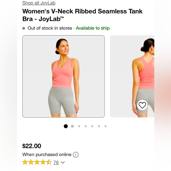 JoyLab Tops Joy Lab V Neck Ribbed Padded Tank Poshmark